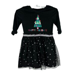 Cat & Jack Girls Holiday Dress Size S 6/6X Black Tulle Skirt Long Sleeve